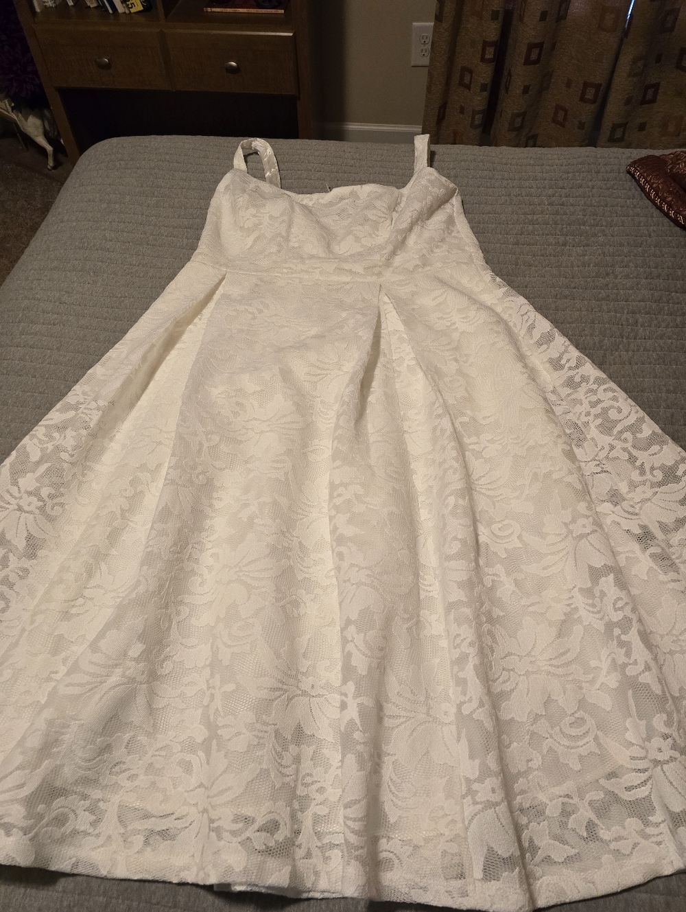 Sleeveless White Lace Fit-and-Flare Dress